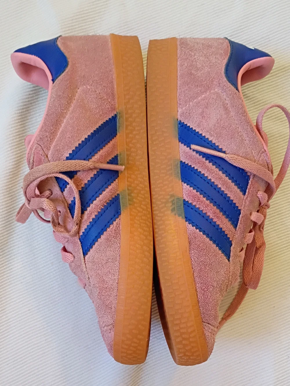 adidas Gazelle Kids Pink Suede Sneakers with Blue Stripes